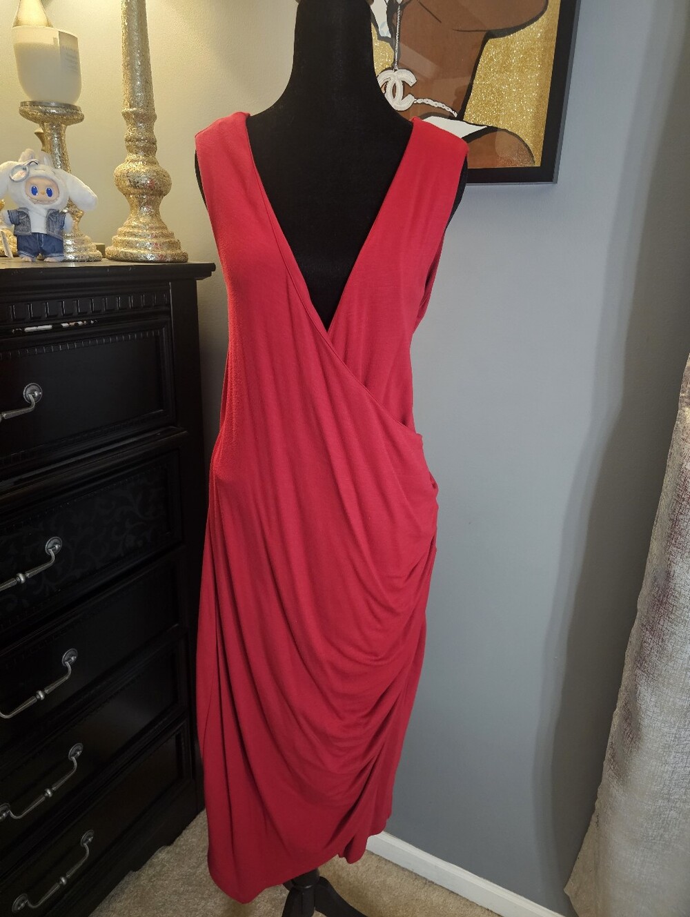 torrid Red Draped V-Neck Midi Dress